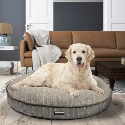Kirkland Signature 106.7cm (42-in.) Round Pet Bed, Cracked Taupe with Faux Suede on Sale for $ 49.97 at Costco Canada