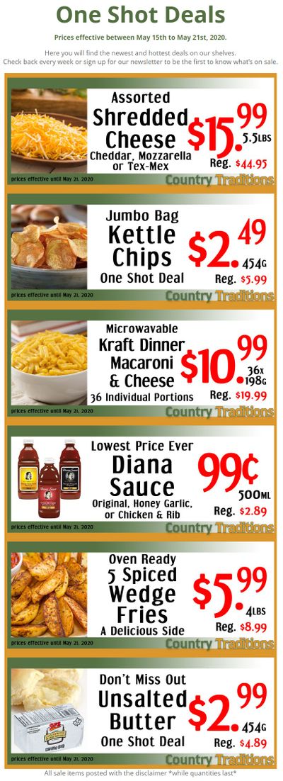 Country Traditions One-Shot Deals Flyer May 15 to 21