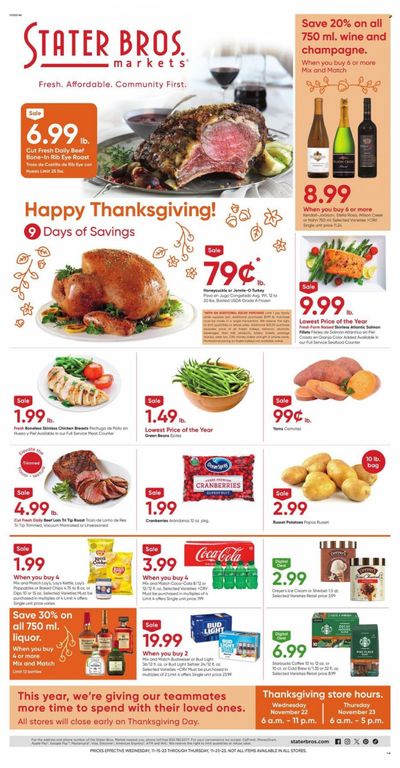 Stater Bros. Weekly Ad Flyer Specials November 15 to November 23, 2023