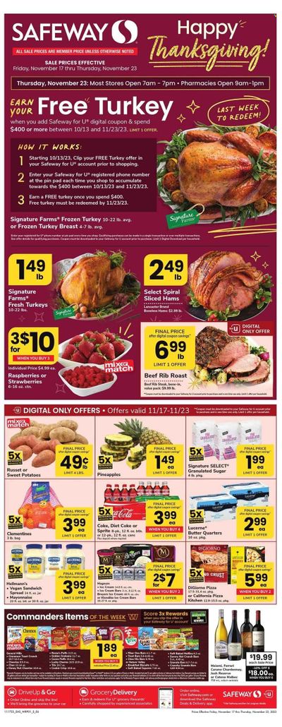 Safeway (DC) Weekly Ad Flyer Specials November 17 to November 23, 2023