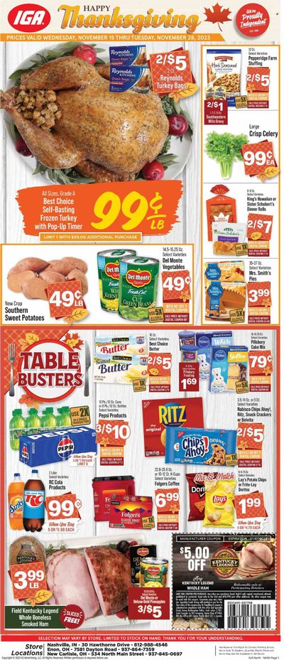 IGA (OH) Weekly Ad Flyer Specials November 15 to November 21, 2023