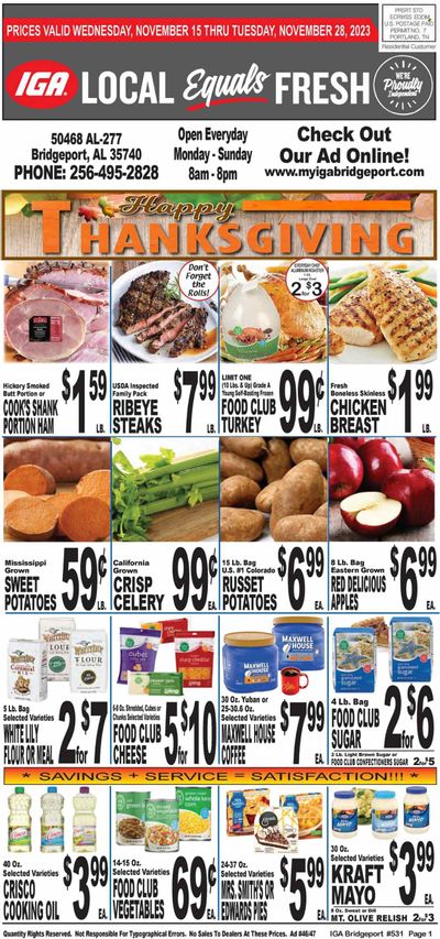 IGA (50) Weekly Ad Flyer Specials November 15 to November 21, 2023