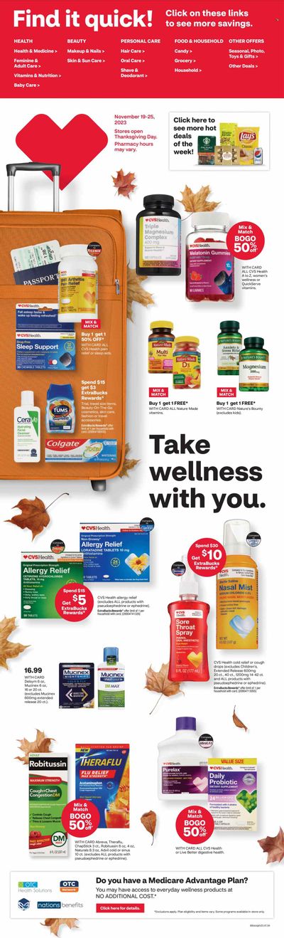 CVS Pharmacy Weekly Ad Flyer Specials November 19 to November 25, 2023