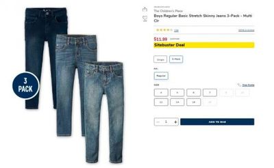 The Children’s Place Canada Black Friday Sitebuster Deal: Boys 3 Pack Stretch Skinny Jeans $11.99 (Reg. $104.95!)