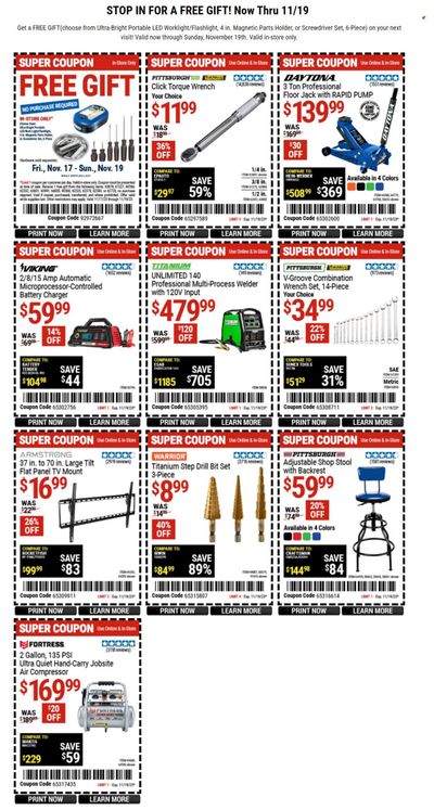 Harbor Freight Weekly Ad Flyer Specials November 18 to November 19, 2023