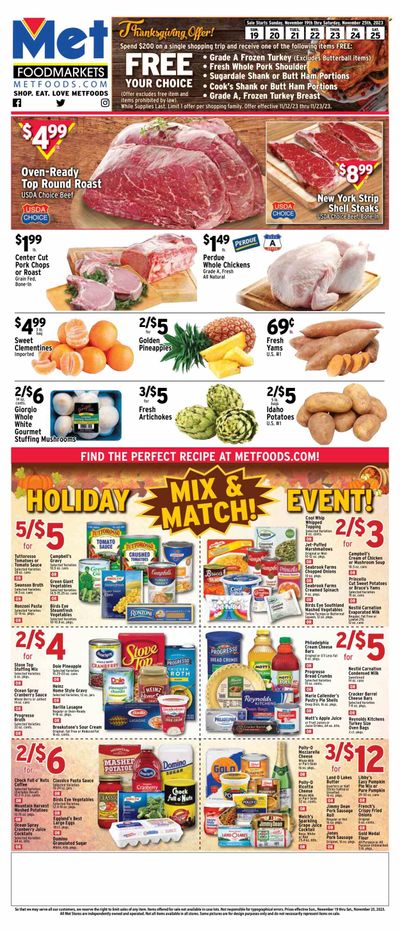 Met Foodmarkets Weekly Ad Flyer Specials November 19 to November 25, 2023