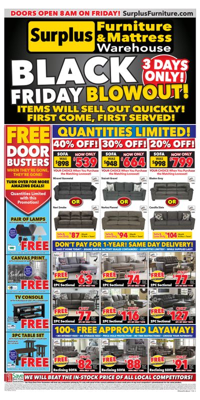 Surplus Furniture & Mattress Warehouse (Winnipeg, Brandon) Flyer November 20 to 26