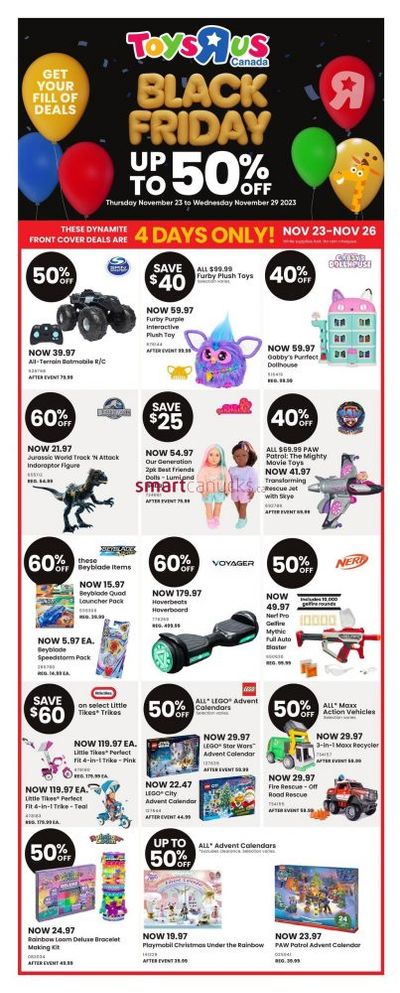 Toys R Us Canada Black Friday Flyer Deals: Save up to 50% November 23rd – 29th
