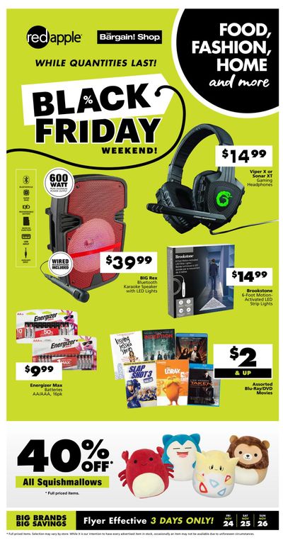 The Bargain Shop & Red Apple Stores Black Friday Flyer November 24 to 26