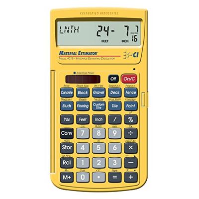Calculated Industries 4019 Materials Estimating Calculator, Yellow $36.4 (Reg $52.00)