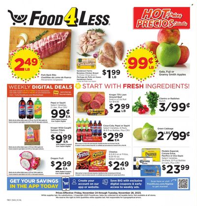 Food 4 Less (CA) Weekly Ad Flyer Specials November 24 to November 28, 2023