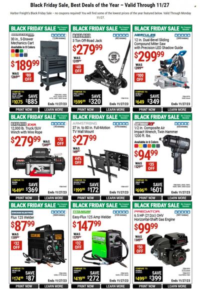 Harbor Freight Weekly Ad Flyer Specials November 23 to November 27, 2023