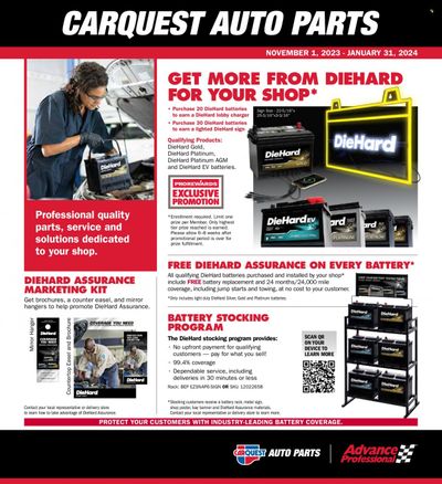 Carquest Weekly Ad Flyer Specials November 1 to January 31, 2024