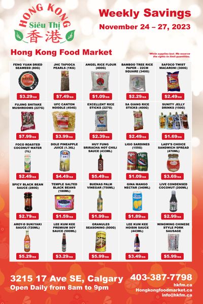Hong Kong Food Market Flyer November 24 to 27