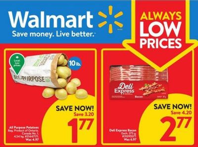 Walmart Canada: 10lbs All Purpose Potatoes $1.77 + Deli Express Bacon $2.77 + More