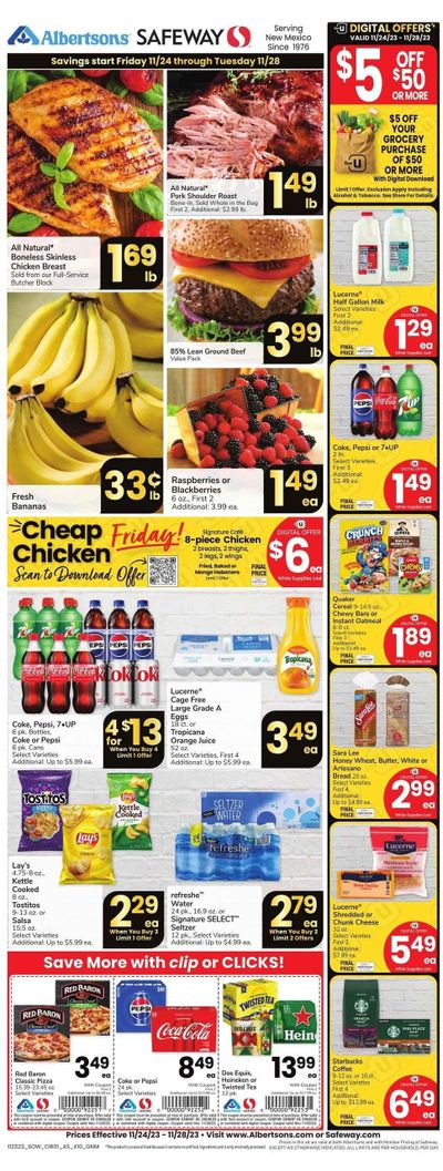 Safeway (NM) Weekly Ad Flyer Specials November 24 to November 28, 2023