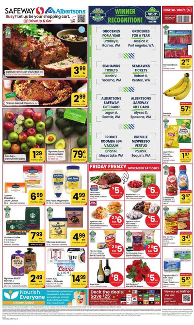 Safeway (WA) Weekly Ad Flyer Specials November 24 to November 28, 2023