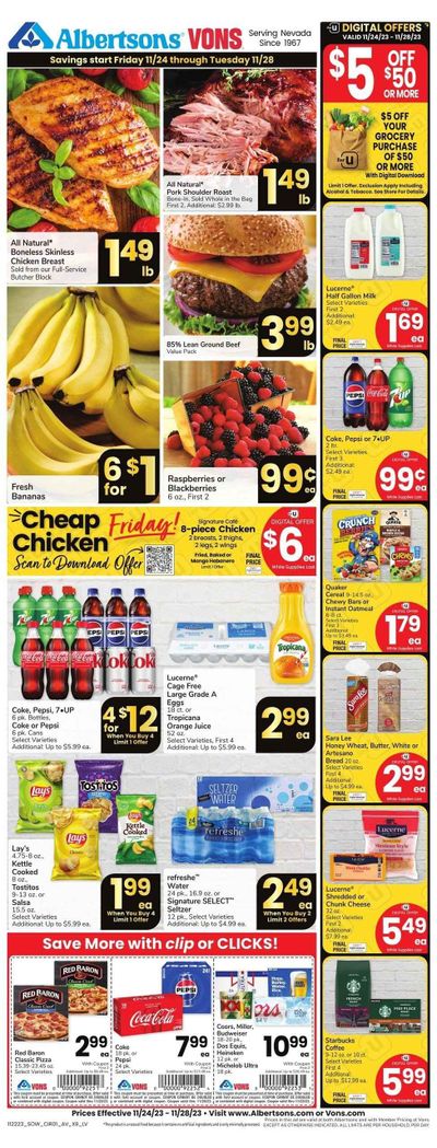 Vons (NV) Weekly Ad Flyer Specials November 24 to November 28, 2023