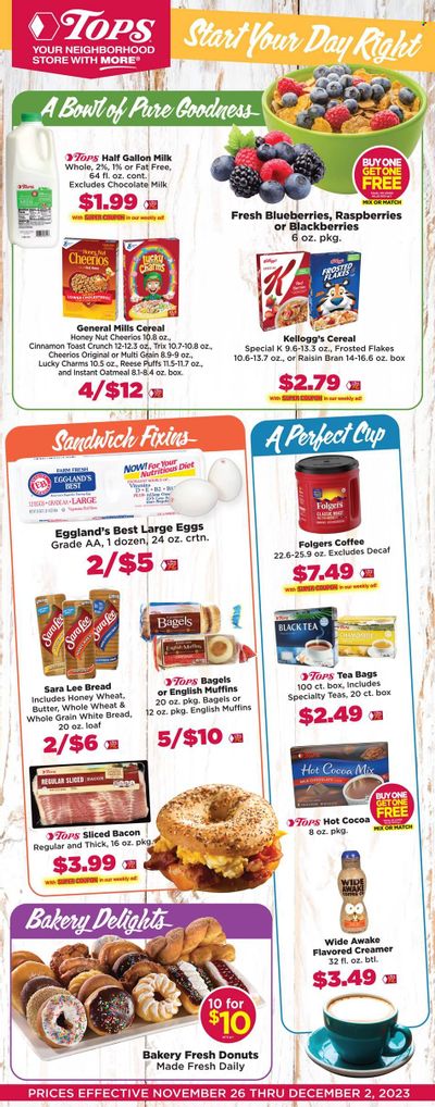 Tops Weekly Ad Flyer Specials November 26 to December 2, 2023