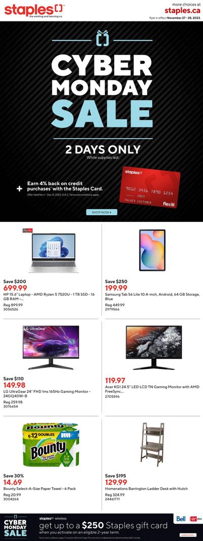 Staples Cyber Monday Flyer November 27 and 28
