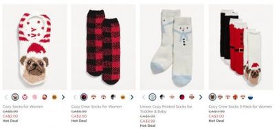 Old Navy Canada: Cozy Crew Socks 3 Pack for Women $2 (Reg. $17.99) + 30% Off Your Order Including Clearance