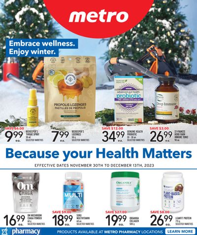 Metro (ON) Pharmacy Flyer November 30 to December 13