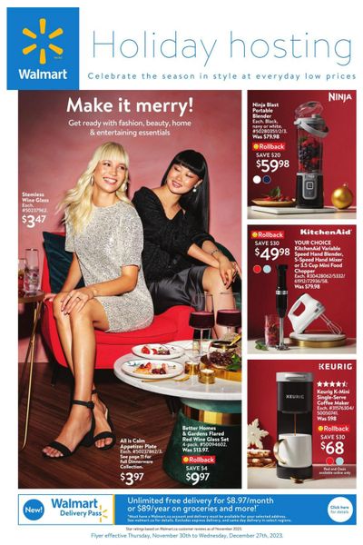 Walmart Holiday Hosting Flyer November 30 to December 27