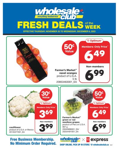 Wholesale Club (West) Fresh Deals of the Week Flyer November 30 to December 6