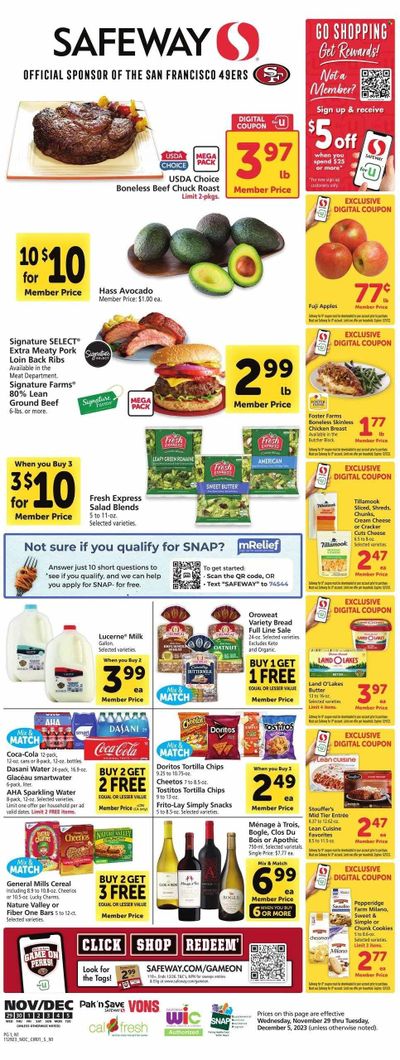 Safeway (CA) Weekly Ad Flyer Specials November 29 to December 5, 2023