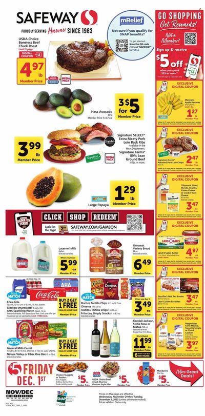 Safeway (HI) Weekly Ad Flyer Specials November 29 to December 5, 2023