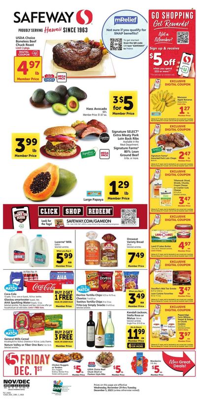 Safeway (HI) Weekly Ad Flyer Specials November 29 to December 5, 2023