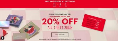 Ardene Canada: Get 20% off Gift Card Purchases Online Only *Ends Today*