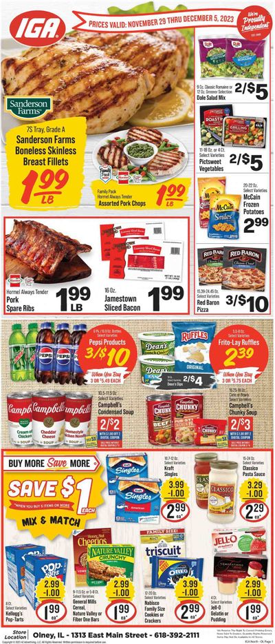 IGA (IL) Weekly Ad Flyer Specials November 29 to December 5, 2023