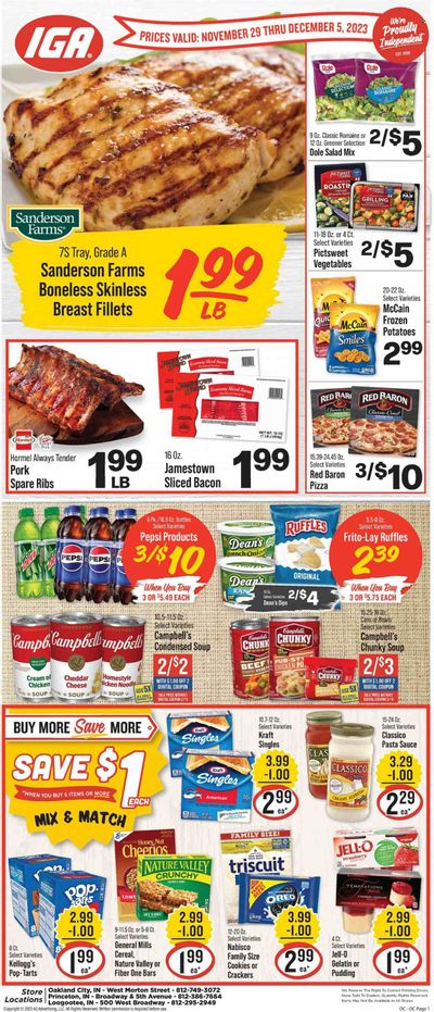 IGA (IN) Weekly Ad Flyer Specials November 29 to December 5, 2023