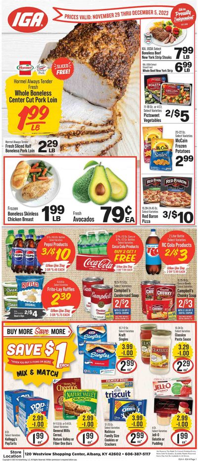 IGA (KY) Weekly Ad Flyer Specials November 29 to December 5, 2023