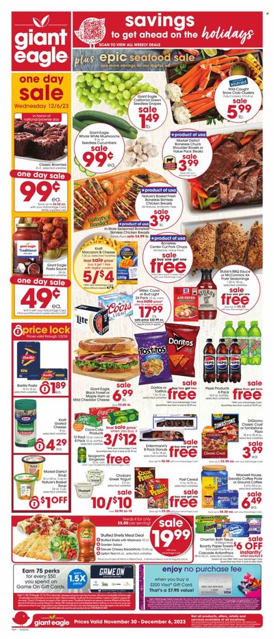 Giant Eagle (OH) Weekly Ad Flyer Specials November 30 to December 6, 2023