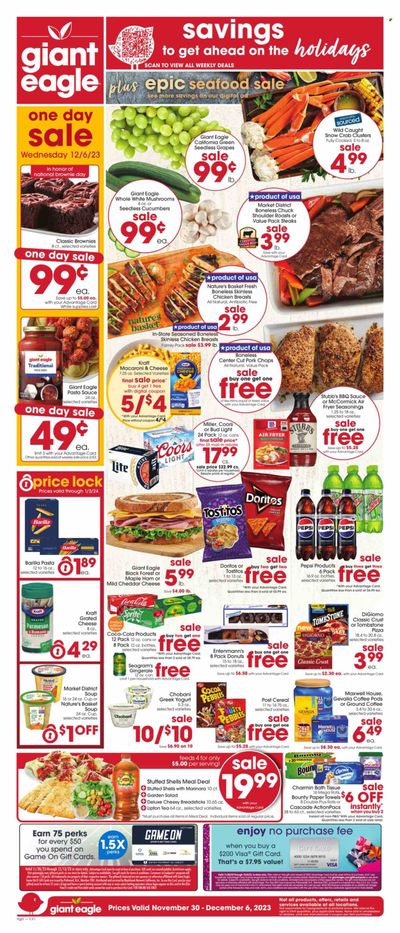 Giant Eagle (OH) Weekly Ad Flyer Specials November 30 to December 6, 2023