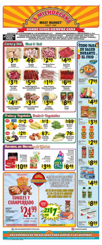 La Michoacana Meat Market (TX) Weekly Ad Flyer Specials November 29 to December 12, 2023