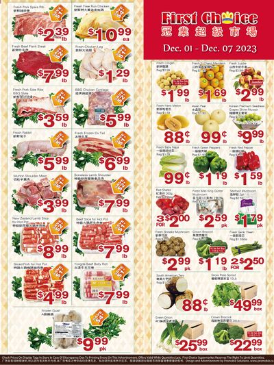 First Choice Supermarket Flyer December 1 to 7