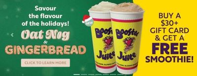 Booster Juice Canada: Buy a $30 Gift Card and get a FREE Smoothie!