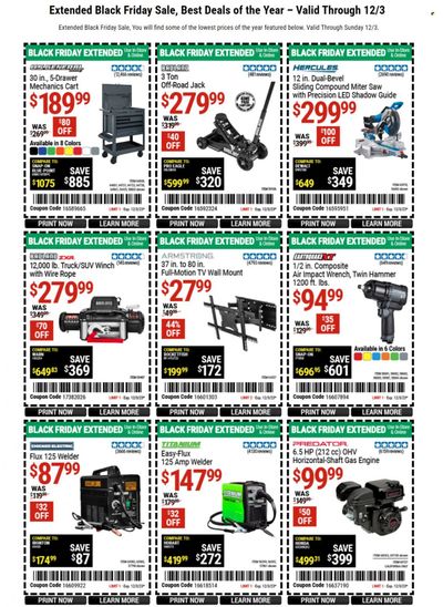 Harbor Freight Weekly Ad Flyer Specials November 30 to December 3, 2023