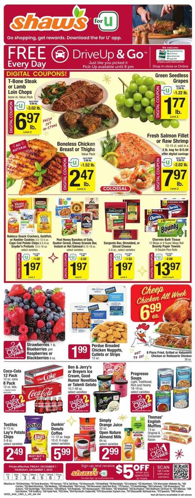 Shaw’s (MA, ME, NH, RI, VT) Weekly Ad Flyer Specials December 1 to December 7, 2023