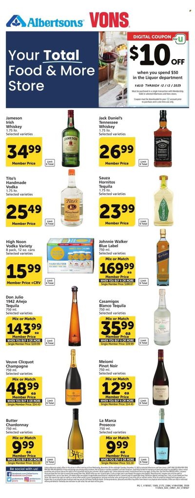 Vons (CA) Weekly Ad Flyer Specials November 29 to December 12, 2023