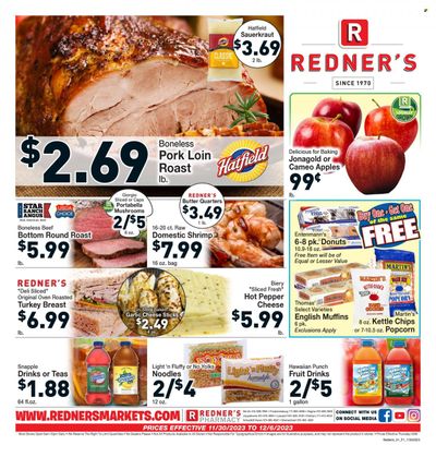 Redner's Markets (DE, MD, PA) Weekly Ad Flyer Specials November 30 to January 6, 2024