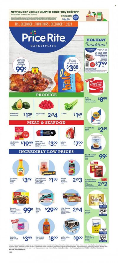 Price Rite (CT, MA, MD, NH, NJ, NY, PA, RI) Weekly Ad Flyer Specials December 1 to December 7, 2023