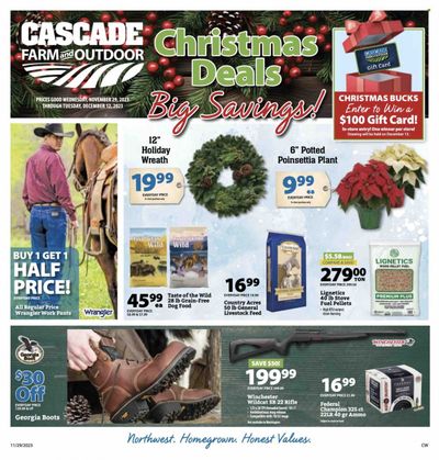 Cascade Farm And Outdoor (OR, WA) Weekly Ad Flyer Specials November 29 to December 12, 2023