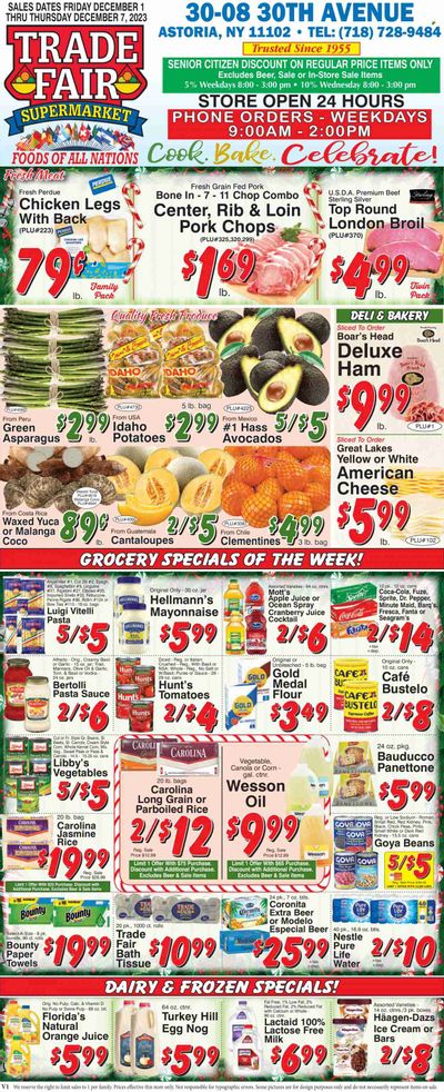 Trade Fair Supermarket (NY) Weekly Ad Flyer Specials December 1 to December 7, 2023