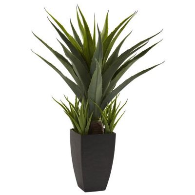 Nearly Natural 4856 Agave Plant with Black Planter, Green $64.17 (Reg $125.50)