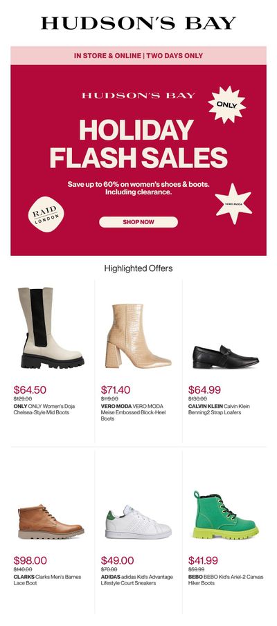 Hudson's Bay Holiday Flash Sales Flyer December 4 and 5