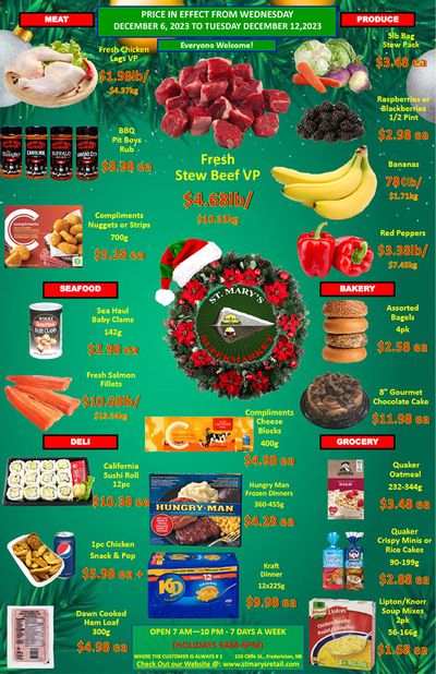 St. Mary's Supermarket Flyer December 6 to 12